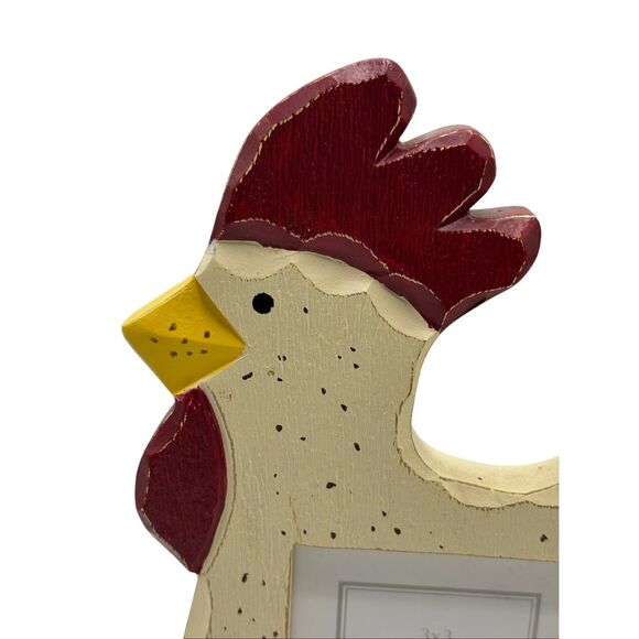 Sonoma Rooster Wood Picture Frame 3x3 Rustic Farmhouse Country Kitchen Decor New - Picture 2 of 8